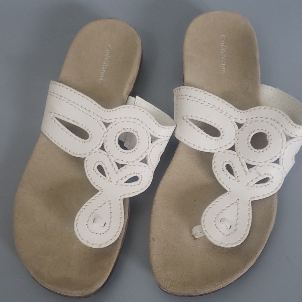White & Tan Croft & Barrow Sandals